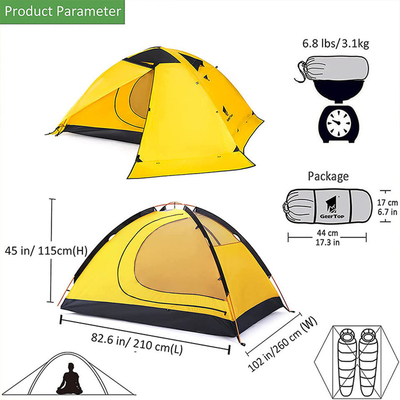 200 X 150mm 2 Mensen Openlucht het Kamperen Tent Dubbele Laag 4 Tenten van het Seizoenalpinisme