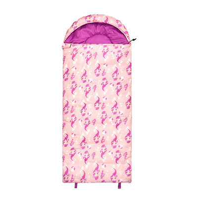 300G綿の人魚は独特なピンクの子供の寝袋のキャンプを印刷する